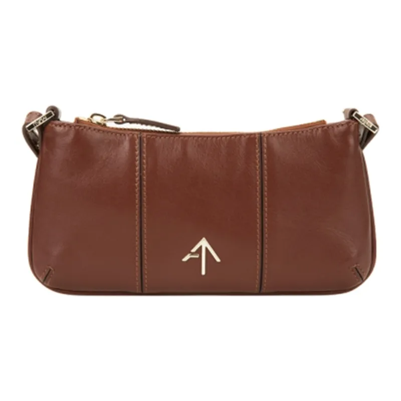 Manu Atelier Fabric With Leather Shoulder Bag Women's Red Brown-0