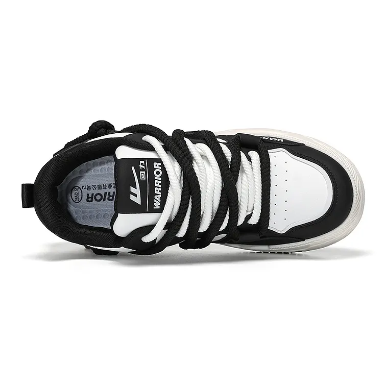 Warrior Lightweight Breathable Height Increasing Platform Height Increasing Skateboard Shoes Men's Black Beige-3