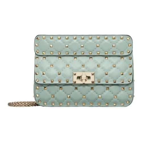 Valentino ROCKSTUD SPIKE Soft Sheep Leather Portable Crossbody Bag Shoulder Bag Small Size Women's Green