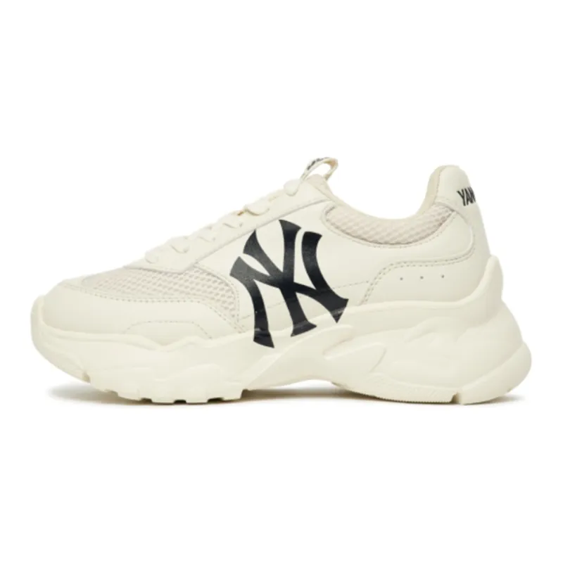 MLB Big Ball Chunky Mesh Cushioning Anti Slip Wear Resistant Breathability Low Top Chunky Sneakers Unisex White-0