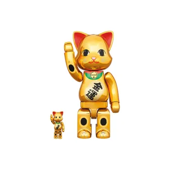 BE@RBRICK Fortune Cat Collection Golden Fortune Golden Plate Trendy Figures