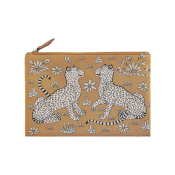 HERMES Epsom Calfskin Makeup Bag Women's Sandy Beige/Chalk White/Gold