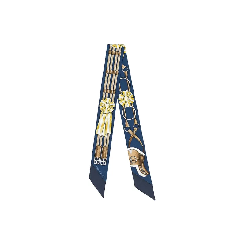 HERMES Jumping Silk Scarves Women's Marine Blue-0