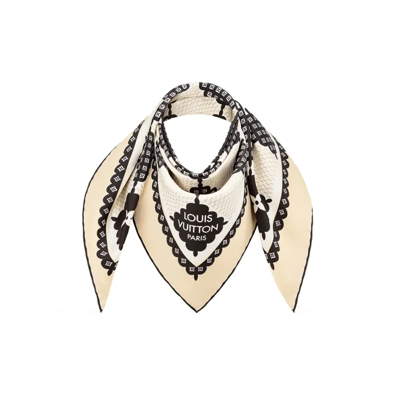 LOUIS VUITTON Silk Scarves Women's Beige-1