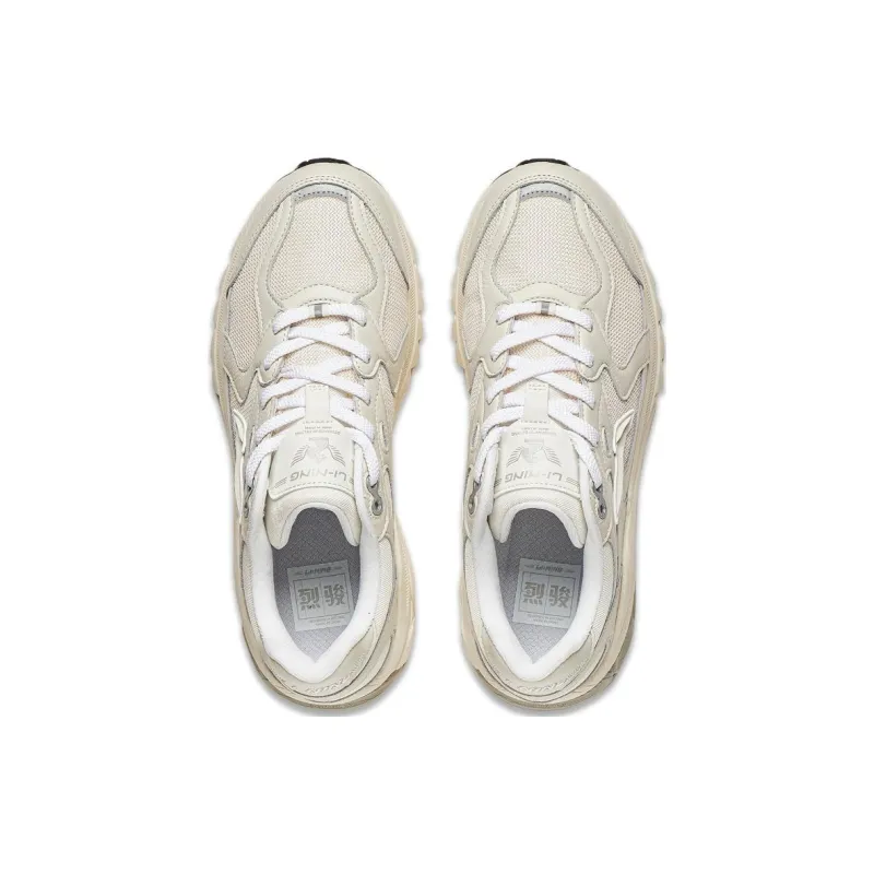 LiNing Furious Rider Runner Cushioned Slip Resistant Low Top Casual Shoes Men's Beige Gray-3
