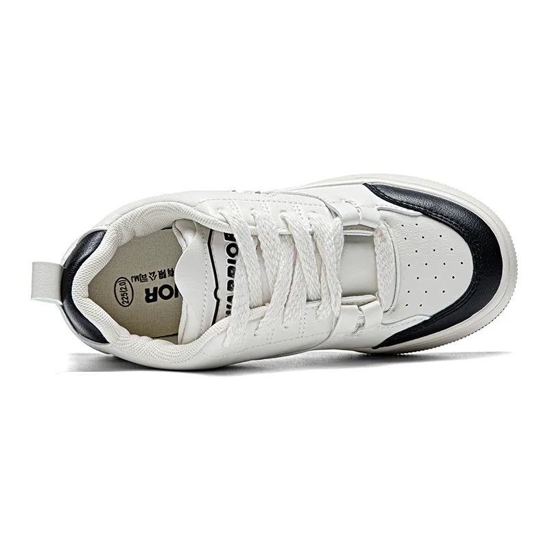Warrior Warrior Students' White Sneakers Durable Lightweight And Breathable Low Top Skateboard Shoes Women's Black-2