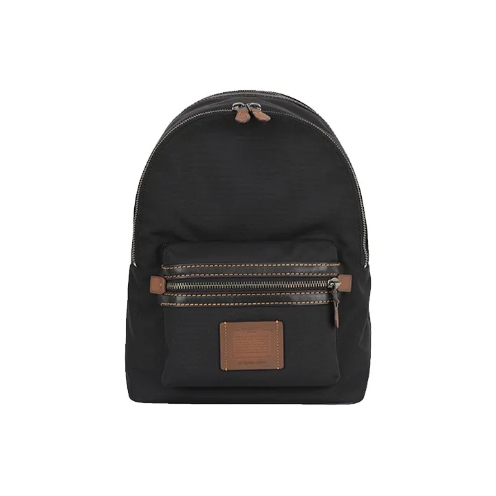COACH Academy Canvas With Leather Backpack Large Size Men's Black-0