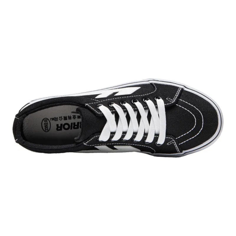 Warrior Abrasion Resistant Lightweight And Breathable Low Top Canvas Shoes Unisex Black White-2