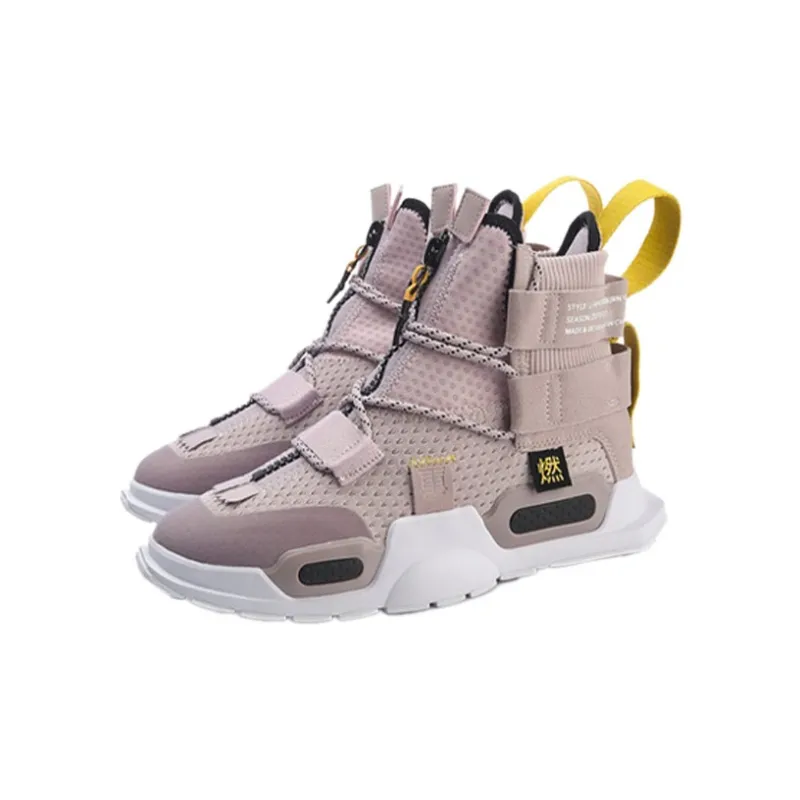 LiNing Reburn Abrasion Resistant Breathable High Top Basketball Shoes Ice Purple-2