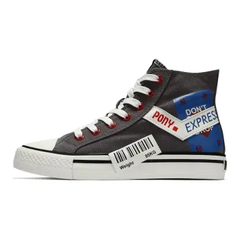 PONY Shooter Anti Slip Wear Resistant Impact Resistant And Balance Coverage High Top Canvas Shoes Unisex Gray White