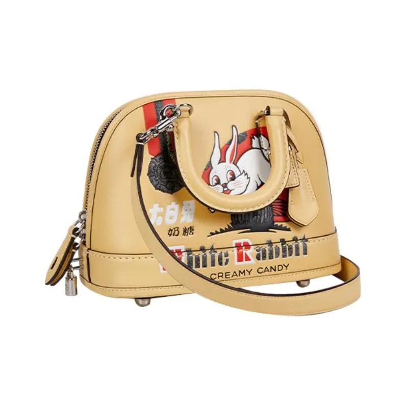 COACH All White Rabbit Collaboration Revel Cow Leather Shoulder Bag Crossbody Bag Handbag Medium Size Women's Yellow-1