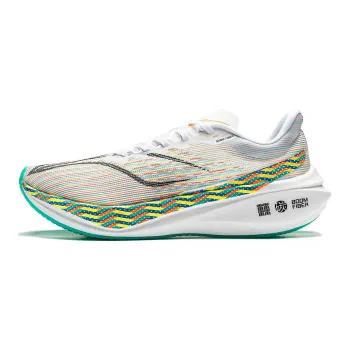 LiNing Feidian 3 Challenger Slip Resistant Breathable Rebound Low Top Running Shoes Women's White Yellow Green