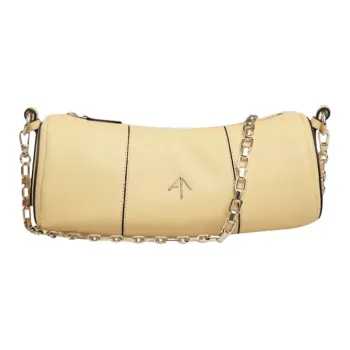 Manu Atelier Cylinder Leather Arrow Bag, Chain Bag, Handbag, Shoulder Bag, Crossbody Bag Women's Beige Yellow