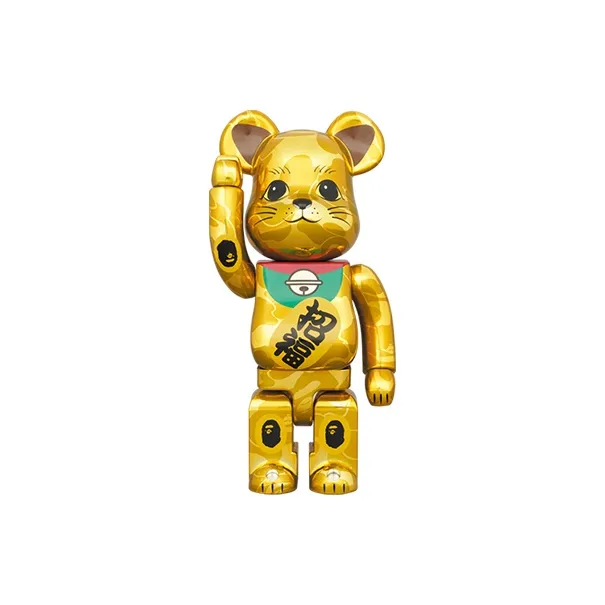 BE@RBRICK x BAPER Maneki Neko & Daruma Gold Plated Lucky Cat & Silver Plated Daruma 4 Pack Set Trendy Figures 100%400%-2