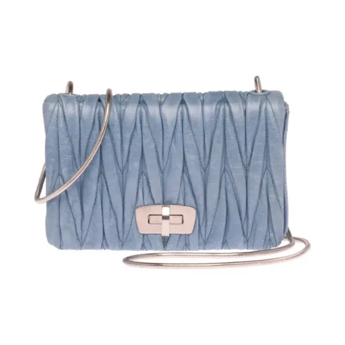 MIU MIU Matelassé Calfskin Shoulder Bag Crossbody Bag Women's Interstellar Blue