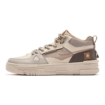 Erke Decisive Courage Anti Slip Wear Resistant Mid Top Skateboard Shoes Men's Brown Gray