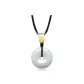 Jadeite Peaceful Buckle Pendant+Gold Bead, Black