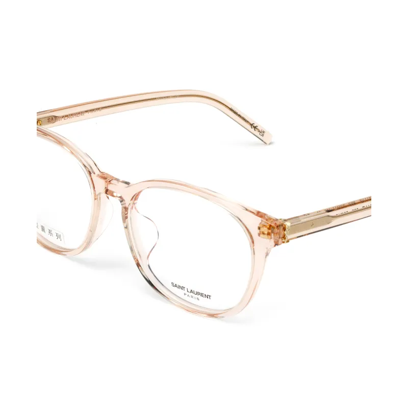 SAINT LAURENT Plate Frame Square Eyeglass Frames Women's Champagne Transparent Pink/Clear-3