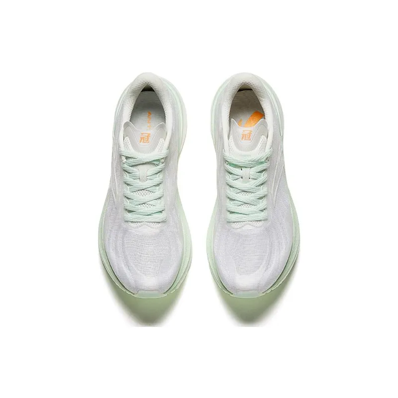 Anta Cushioning Wear Resistant Low Top Running Shoes Women's White Green Orange-2