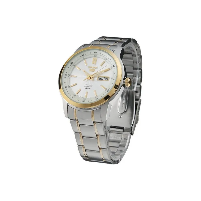 SEIKO Mechanical Movement Stainless Steel Watchband Watch Men's Watches White Dial SNKM92J1-1