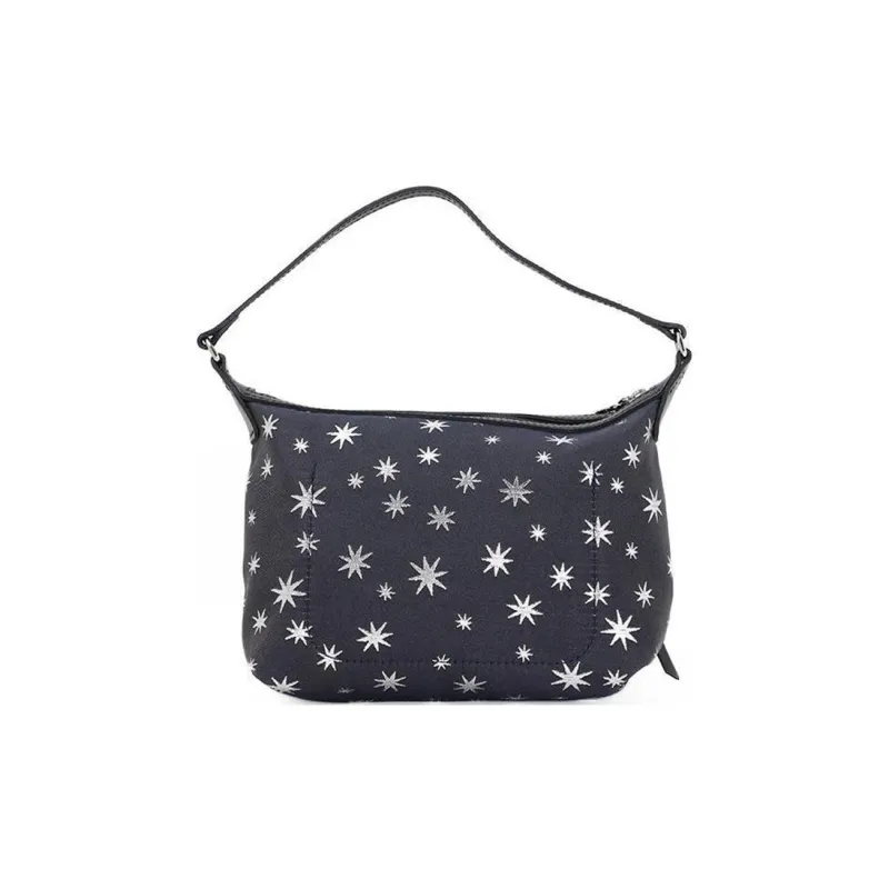 LONGCHAMP Le Pliage Leather Paneled Canvas One Shoulder Handbags Mini Women's Blue & White-3