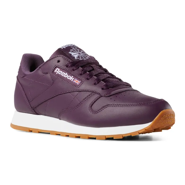 Reebok Classic Leather Running Shoes Men Low Top Grape Purple-2
