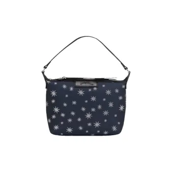 LONGCHAMP Le Pliage Leather Paneled Canvas One Shoulder Handbags Mini Women's Blue & White