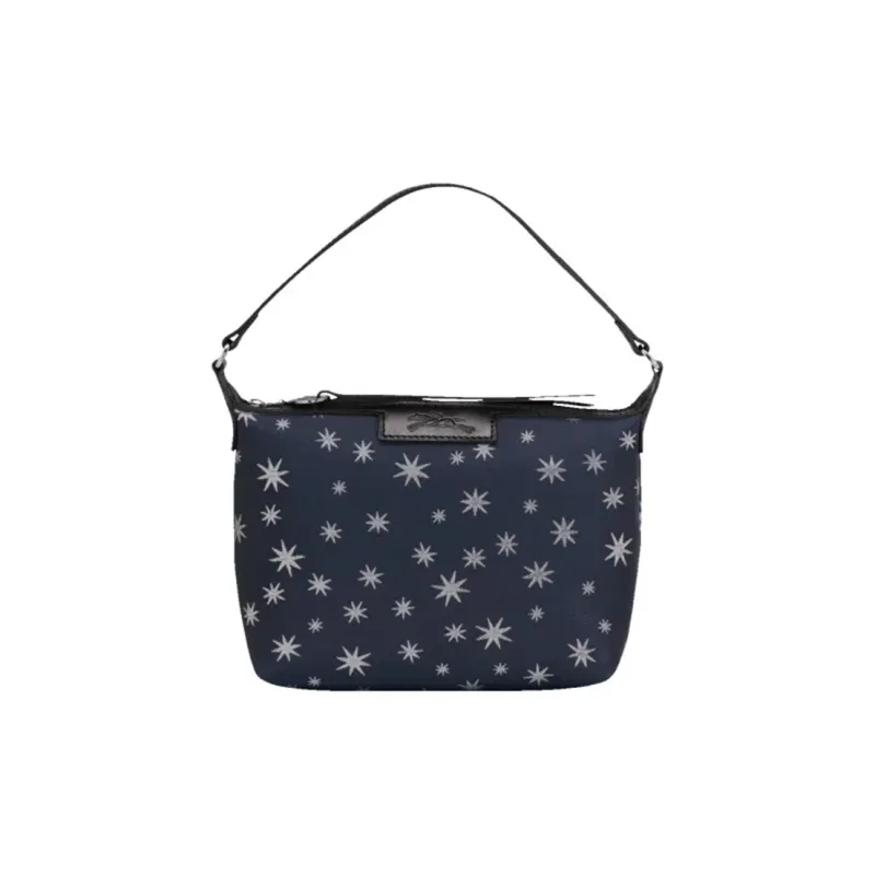 LONGCHAMP Le Pliage Leather Paneled Canvas One Shoulder Handbags Mini Women's Blue & White-0
