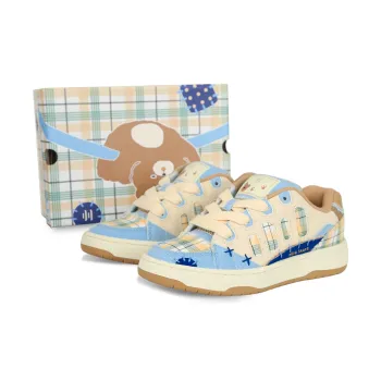 Ollieskate Puffy Shoes Campus Style Bear Cookie Color Scheme Slip on Skateboard Shoes Unisex Beige Blue Brown