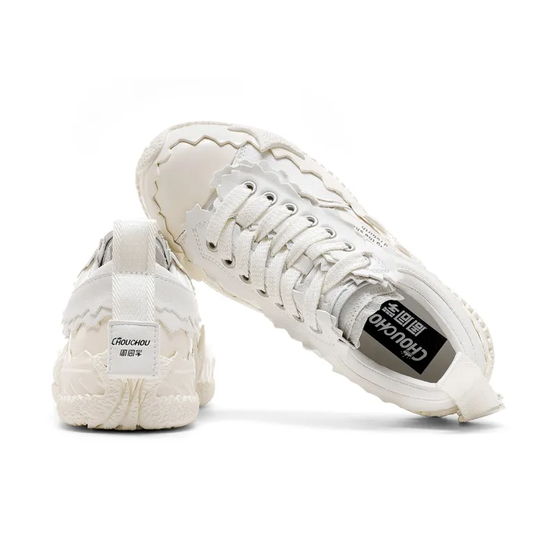 CHOUCHOUS Skateboard Shoes Unisex Low Top White-3