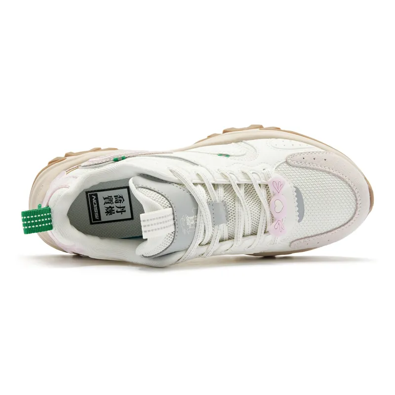 QIAODAN Bianco Shoes Cushioning Abrasion Resistant Lightweight Low Top Casual Shoes Women's White Green-3