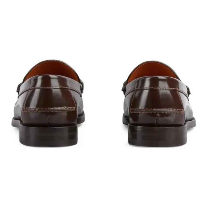 GUCCI Horsebit Loafers Men's Brown-3