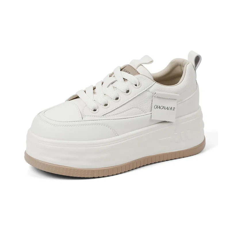 QIAONAI Wear Resistant Height Increasing Low Top Skateboard Shoes Women's Khaki-1