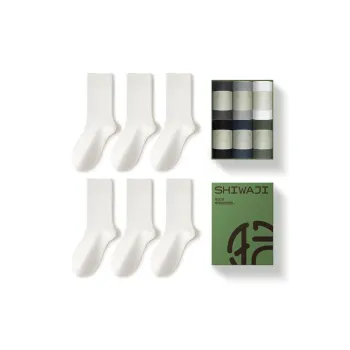 SHIWAJI Mid Calf Socks Unisex 6 Pack Solid Color