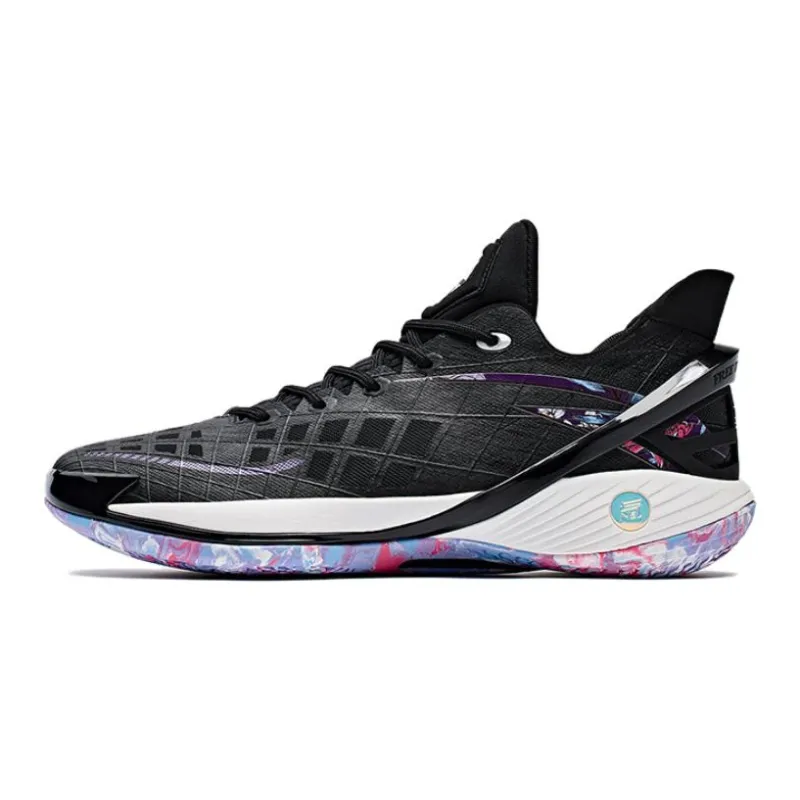 Anta Frivolous Series Cushioning Wear Resistant Low Top Basketball Shoes Men's Black Purple-0
