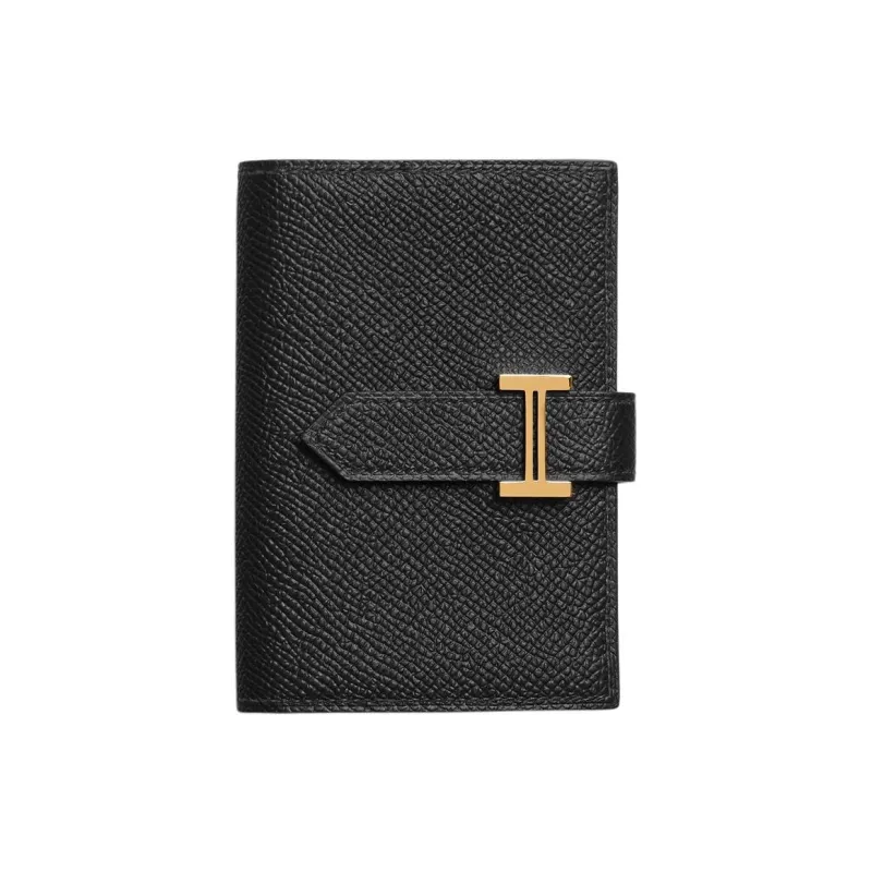 HERMES Bearn Epsom Calfskin Card Holder Unisex Black-0