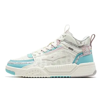 HENANBOWUYUAN x Erke High Top Skateboard Shoes Women's White Blue