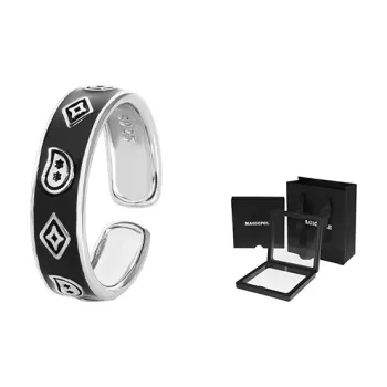 MAGICPOLE 925 Sterling Silver Rings Unisex Silver Black
