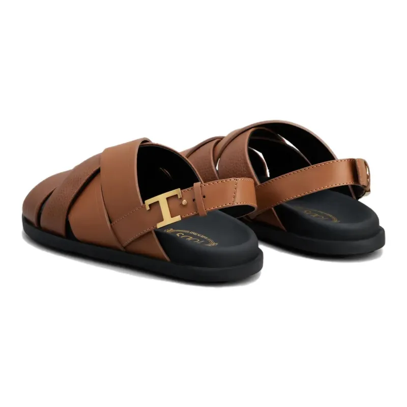 TOD'S Strappy Slingback Leather Sandals-3
