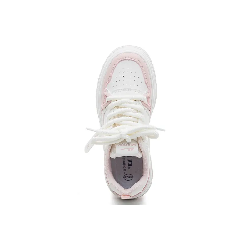 Warrior Lightweight Height Increasing Low Top Skateboard Shoes Women's Beige Pink-3