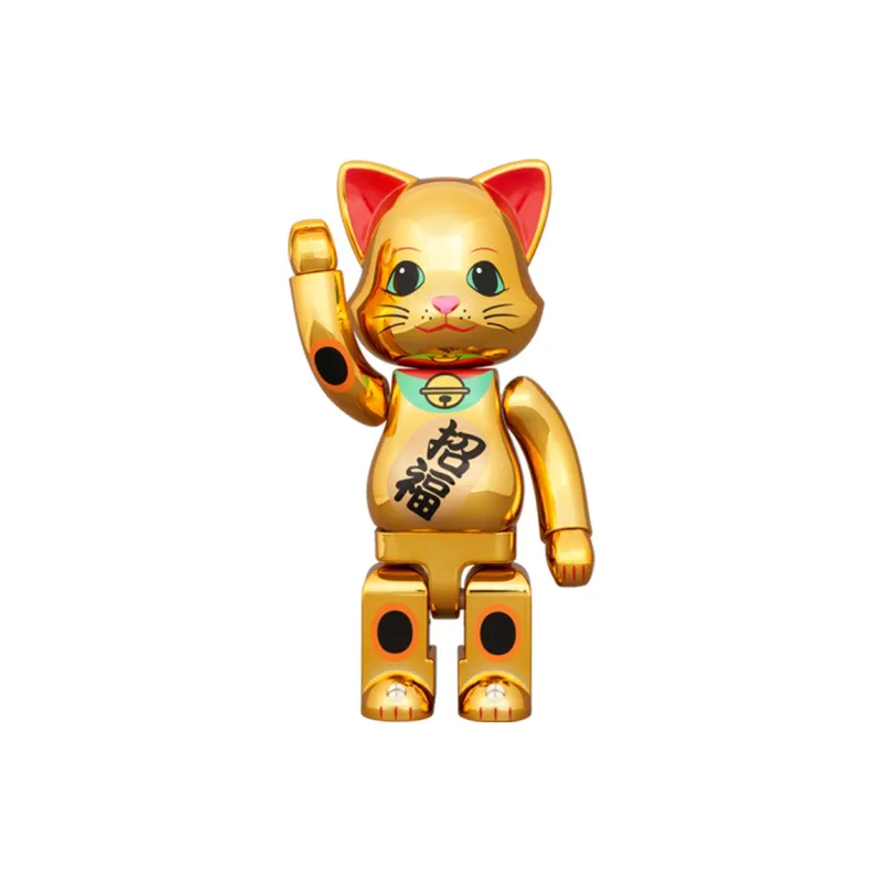 BE@RBRICK 100% 400% Lucky Cat, Attracts Fortune, Electroplated Gold Trendy Figures 7cm/28cm-2