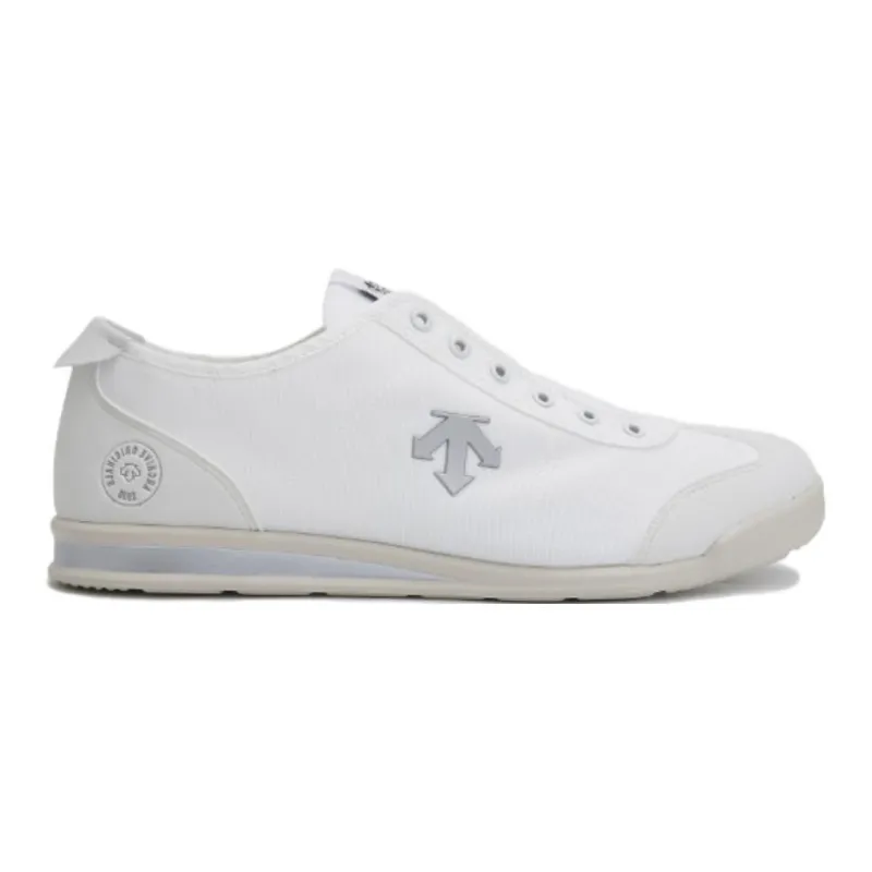 DESCENTE Cron Tempo Anti Slip Wear Resistant Low Top Casual Shoes Unisex White Silver-1
