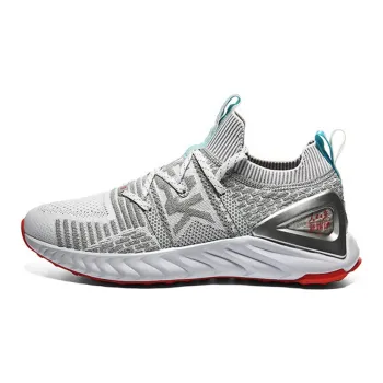PEAK Running Shoes Men Low Top White Gray