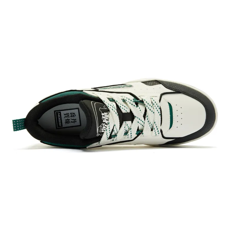 QIAODAN Anti Slip Wear Resistant Low Top Skateboard Shoes Men's Ivory Clover Green-3
