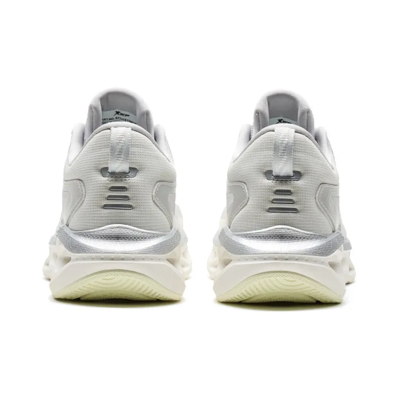 XTEP Shock Absorption Spinning 10.0 Anti-Slip Wear-Resistant Low-Top Running Shoes Women's Gray White-4