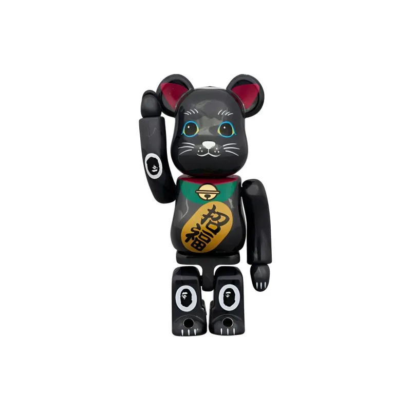 Bearbrick Bape R Maneki Neko Black Plated / Daruma White Of 4-1