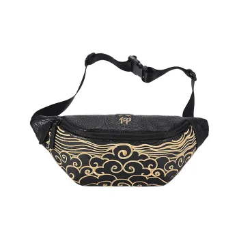 CHUSAN PVC Peanut Pattern Sling Bag Fanny Pack Shoulder Bag Crossbody Bag Regular Unisex Black