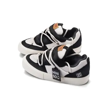 MINISO Low Top Skateboard Shoes Unisex Classic Black White