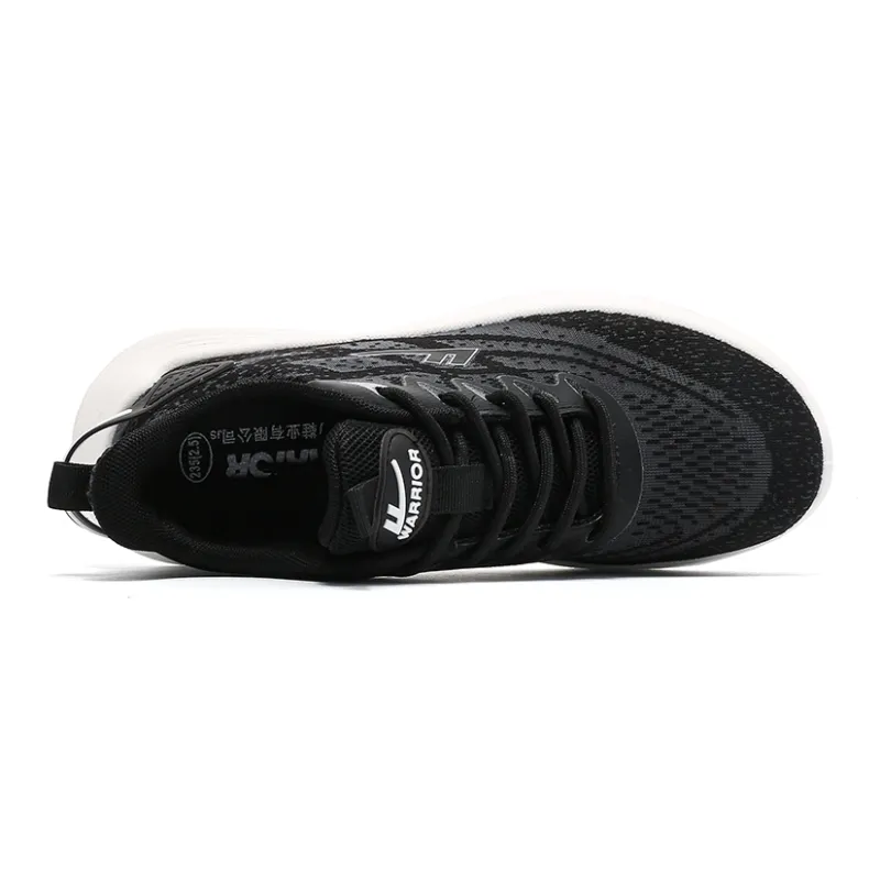 Warrior Cushioned Wear-Resistant Breathable Lightweight Low-Top Running Shoes Women's White Black-3