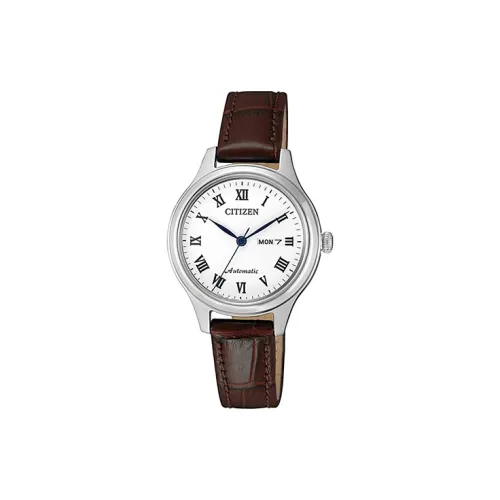 CITIZEN Automatic Mechanical Movement Cowhide Strap Watch Women's Watch White Dial
